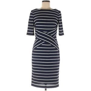 JESSICA HOWARD STRIPED MIDI SHEATH DRESS SZ 10P